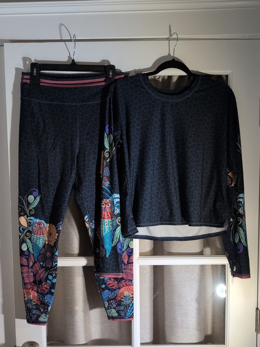 Johnny Was Sea Owl Active Leggings with Matching Long Sleeve Top